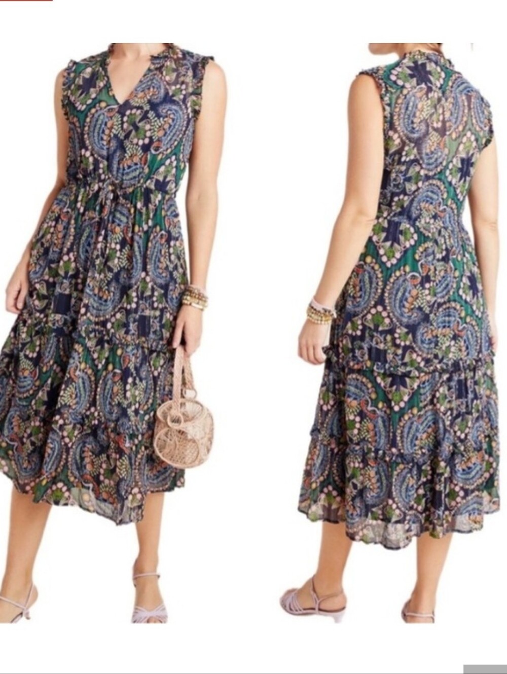 Anthropologie Elmira Paisley Floral Print Dress Sz 4